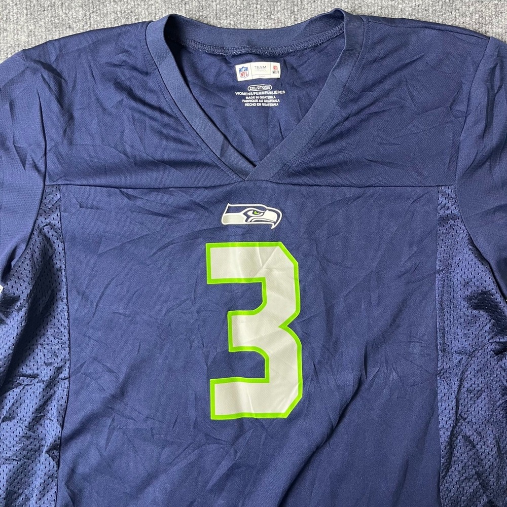 NFL Team Apparel Jersey Womens Size 2XL Navy Blue Russell Wilson Seahawks Mesh